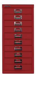 Schubladenschrank MultiDrawer kardinalrot H590xB279xT380mm 10 Schubl