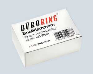 Büroring Briefklammern 32mm/100 verzinkt spitz-eckig