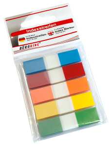 Büroring Index Haftstreifen rot, blau,grün,gelb,orange, Folie(PET)