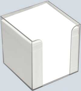 Büroring Zettelbox transparent Kunststoff, 9x9x9cm, weißes Papier