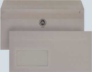Briefumschlag DIN Lang mit Fenster Selbstklebend, Recycling, grau, 75g