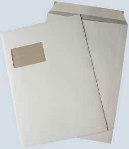 Versandtasche, C4, Papprückwand, mit Fenster, Haftklebung, weiß, 120g