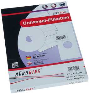 Büroring Etiketten, A4, 97 x 42,3mm, 1200 Etiketten