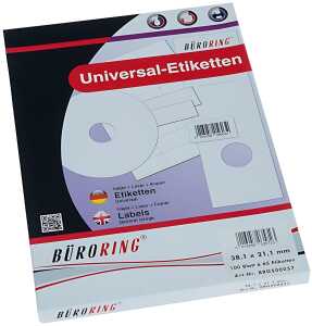 Büroring Etiketten, A4, 38,1 x 21,1mm, 6500 Etiketten