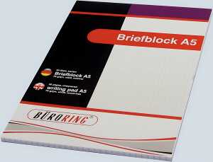 Büroring Briefblock A5/50 Blatt kariert, holzfrei, weiß