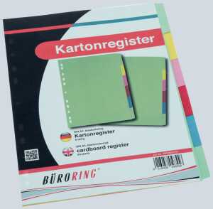 Büroring Karton Register A4 6-tlg. 5-farbig, 175g/qm