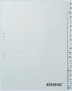 Büroring Register A-Z, Vollformat A4, 20-teilig, PP-Folie, grau