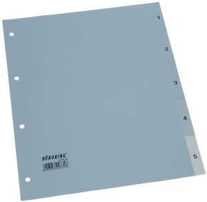 Büroring Register, 1-5, A4, PP-Folie, grau, 125 my
