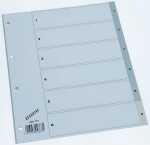 Büroring Register, 1-6, A4, PP-Folie, grau, 125 my
