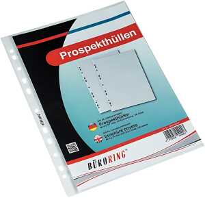 Büroring Prospekthülle A4, 110my, PP-Folie, glasklar, oben offen