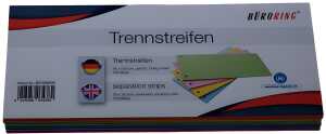 Büroring Trennstreifen sortiert 10,5x24cm, 190g/qm Karton, gelocht