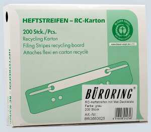 Heftstreifen kurz RC-Recycling mit Metalldeckleiste, grau