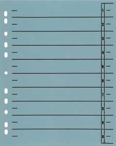 Büroring Trennblätter A4 blau vollfarbig, schwarzer Orgadruck