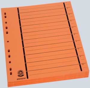 Büroring Trennblätter A4 orange vollfarbig, schwarzer Orgadruck
