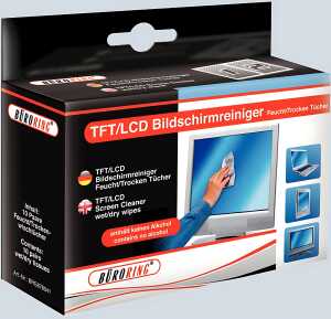 Büroring Bildschirm Reinigungstücher 10 Pckg.m je 1Nass-/1Trockentuch