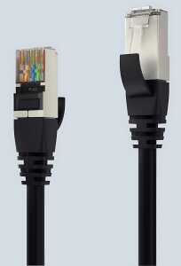 Patchkabel CAT 6A S/FTP, 0,5m, schwarz