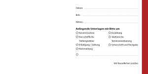 Übersendungszettel ohne Beruf (B x H) 210 x 105,