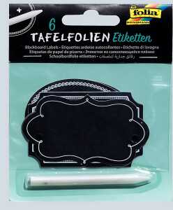 Tafelfolien Etiketten mit Speckstein- stift, 3 Formen sortiert