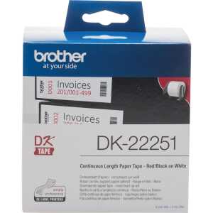 DK-Endlosetiketten Papier - 62 mm x 15,24 m, schwarz/rot auf weiß