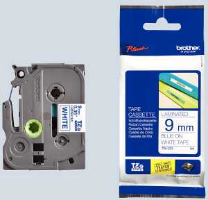 Schriftbandkassette TZE223 laminiert, 9mm breit/8m lang