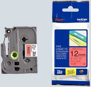 Brother TZe-431 Schriftbandkassette laminiert 12mm x 8m schw auf rot