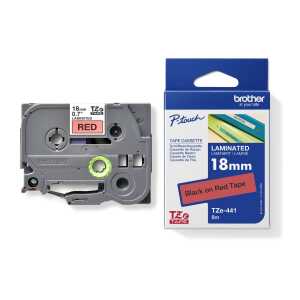 Schriftband 18mm 8m rot/schwarz BROTHER TZE441