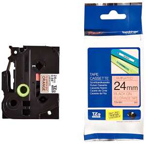 Schriftband 24mmx5m orang/sw BROTHER TZEB51 laminiert