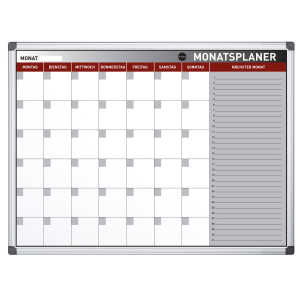 Monatsplaner 90 x 60 cm mit Aluminiumrahmen, magnetisch,