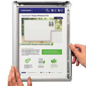 Wandprospekthalter A2 mit Klapprahmen silber zur Wandmontage