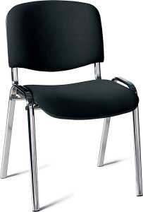 Besucherstuhl mit Chromgestell, sw gepolsterte Sitz- und Rückfläche