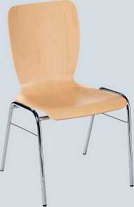 Besucherstuhl aus chromf. Stahl- Rohr, buche, nicht gepolstert