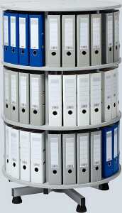 Ordner-Drehsäule 3 Etagen bis zu 72 Ordner, 800mm Ø x 1300mm Höhe