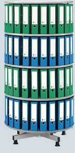 Ordner-Drehsäule 4 Etagen bis zu 96 Ordner, 800mm Ø x 1670mm Höhe