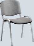 Besucherstuhl aus alusilberf. Stahl- rohr, grau gepolstert