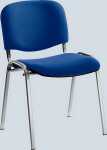 Besucherstuhl aus alusilberf. Stahl- rohr, blau gepolstert