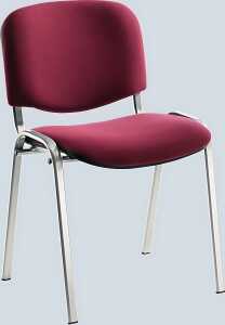 Besucherstuhl aus alusilberf. Stahl- rohr, bordeaux-rot gepolstert