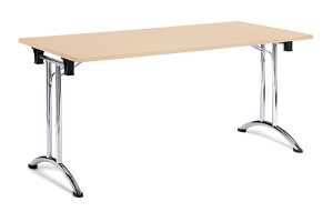 Klapptisch, 1400 x 700, ahorn/chrom, T-Fuß gebogen