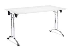 Klapptisch, 1600 x 700, lichtgrau/chrom, T-Fuß gebogen