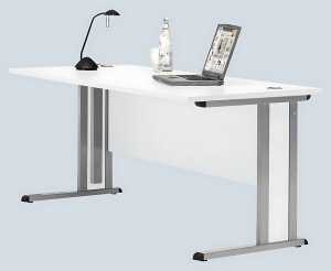 Schreibtisch Basic 1600x800 mm. Höhe: Fix 740 mm. Farbe: weiß