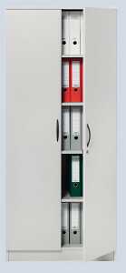 Flügeltürenschrank lichtgrau inklusive 4 Holz-Fachböden