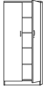 Flügeltürenschrank lichtgrau inklusive 5 Holz-Fachböden