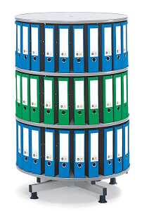 Ordner-Drehsäule 3 Etagen bis zu 108 Ordner, 1000mm Ø x 1300mm Höhe