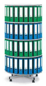 Ordner-Drehsäule 4 Etagen bis zu 144 Ordner, 1000mm Ø x 1670mm Höhe