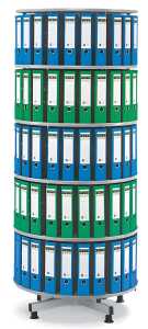 Ordner-Drehsäule 5 Etagen bis zu 180 Ordner, 1000mm Ø x 2030mm Höhe