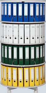 Ordner-Drehsäule 4 Etagen bis zu 96 Ordner,800mm Ø, einzeln drehbare