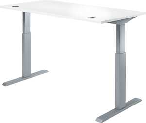 Sitz-/Stehschreibtisch Weiß Höhe 725 - 1185 mm, Tiefe 800mm