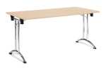 Klapptisch, 1400 x 800, ahorn/chrom, T-Fuß gebogen