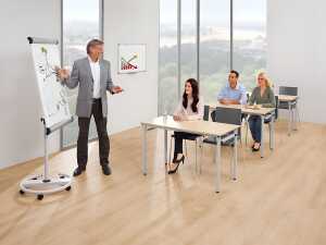 Klapptisch, 1400 x 700, ahorn/alusilber, 4 Fuß