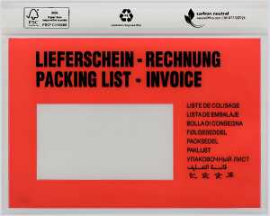 UNIPACK Begleitpapiertasche C6, mit Druck, Lieferschein/Rechnung