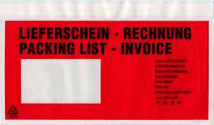 Begleitpapiertasche DIN Lang, mit Druck, Lieferschein/Rechnung 70µ